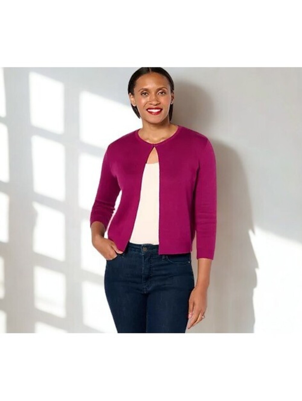 Isaac Mizrahi Live! Essentials Open Front Long Sleeve Bolero Size S